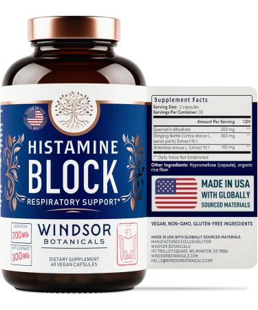 Histamine Blocker for Allergies - Quercetin Stinging Nettle Flavonoids Natural Antihistamine Tablets - Allergy Relief Supplements & Antihistamines for Adults - 60 Vegan Histamine Block Capsules Histamine Block Unflavored - Buy Online on GoSupps.com