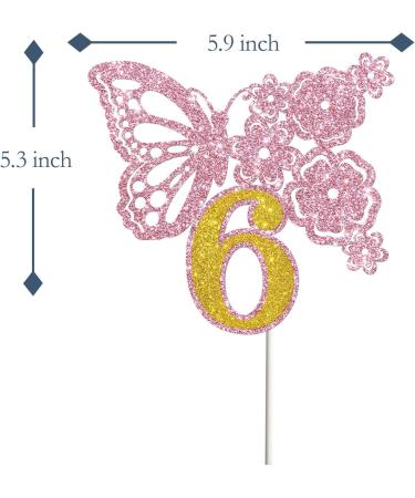 Tenhaisi Pink & Gold 3D Butterfly Flower Sign 6 Cake Topper - Happy 6th Birthday/Anniversary Party Decoration 3D Cake Topper- Girls 6th Birthday Party Supplies - Buy Online on GoSupps.com