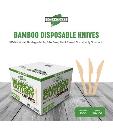 Eco-Craze (1000 Count) Bamboo Disposable Knives 100% Natural & Biodegradable Alternative to Plastic Knives Compostable Bamboo Knives for Party - Buy Online on GoSupps.com