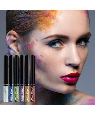 Colored Eyeliners Liquid Eye Shadow Pigmented Eye Liner 6 Colors | Long Lasting Glitter Eyeshadow Waterproof Shimmer Eyeliner Eye Glitter for Festival Eye Makeup Rowces - Buy Online on GoSupps.com