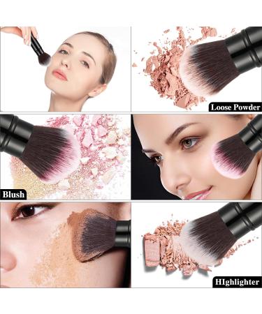 Falliny Kabuki Makeup Brush Set - Insultable Portable Powder Brushes with Covers for Blush Bronzer & Cosmetics - 2 Pieces Black & Pink - Buy Online on GoSupps.com