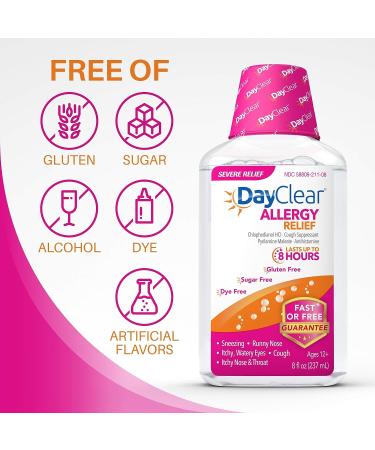 DayClear Allergy Relief - Fast-Acting Dye-Free Liquid Cough Suppressant & Antihistamine - 8 Hour Relief - 8 fl oz - Buy Online on GoSupps.com
