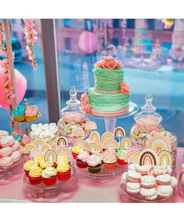 48 Pieces Boho Rainbow Cake Topper Boho Cupcake Topper Bohemian Theme Rainbow Cupcake Toppers for Girls Baby Shower Birthday Boho Rainbow Party Decoration Supplies - Buy Online on GoSupps.com