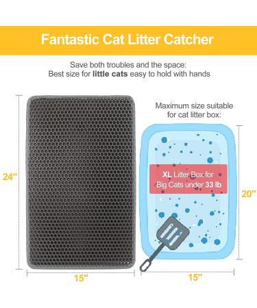 LeToo Cat Litter Mat - Large Waterproof Double Layer Anti-Tracking Kitty Mat - No-Toxic & Washable - Grey 24 x 15 - Buy Online on GoSupps.com