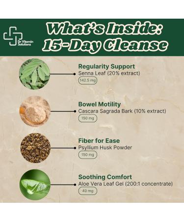 15 Day Cleanse Natural Colon Detox & Digestive Support with Senna Aloe Vera Cascara Sagrada & Probiotics Gentle Vegan 15-Day Cleansing Program - Buy Online on GoSupps.com