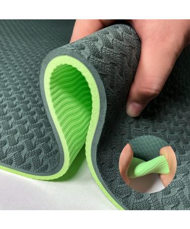 Yoga Mat 1/3 inch QMKGEC Exercise Mats 8mm TPE Non Slip Extra Thick High Density Eco Friendly for Yoga,Workout,Pilates,Yoga Mats for Women Men Atrovirens - Buy Online on GoSupps.com