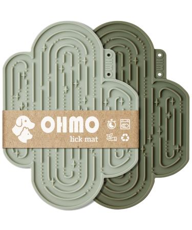 Ohmo Slip mat dog big leak mat for puppies cat - 2 PCs cute cactus design for pet fear relief and slowly feed food quality silicone (cactus & light green) l cactus & light green