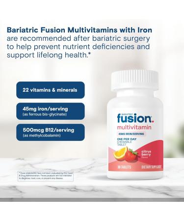 Bariatric Fusion One Per Day Bariatric Multivitamin with Iron Chewable | Citrus Berry Flavor | Vitamins for Gastric Bypass and Sleeve Gastrectomy | Non-GMO | 30 Count - Buy Online on GoSupps.com