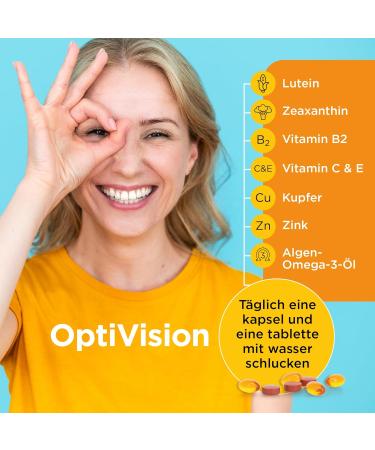 Optivision: Vegan Omega-3 with High DHA | Monthly Supply for Eye Health | Vitamins B2 & Zinc | Supports Vision - Buy Online on GoSupps.com