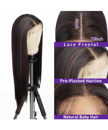 Joedir 13x4 Lace Front Wig - Long Straight Synthetic Hair for Black Women | Light Yaki Hair with Baby Hair & Free Parting | 76 cm F5/6A - Buy Online on GoSupps.com