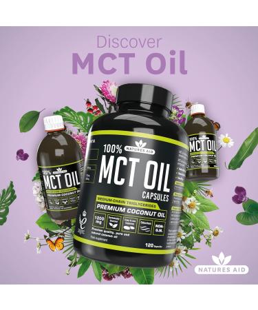 Natures Aid MCT Oil Capsules 120x1200mg - Pure Medium Chain Triglycerides Supplement - Buy Online on GoSupps.com