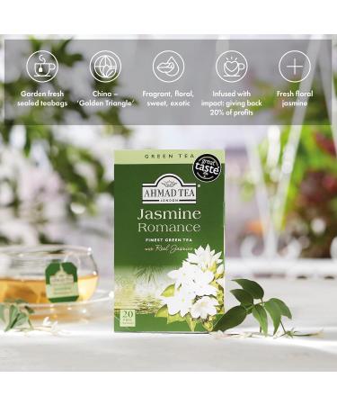 Ahmad Tea Jasmine Green Tea 20 Sachets - Jasmine Romance, 20 Count - Buy Online on GoSupps.com