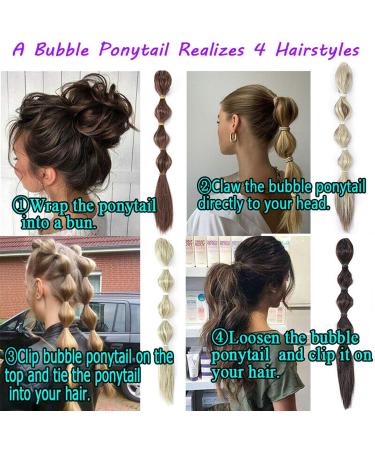 Lantern Bubble Fishtail Braids Cute Ponytail Extensions Natural Fluffy Synthetic Jaw Claw Clip on Pony Tail Hairpiece Fake Hair Extension 18 inch Ash Blonde mix Bleach Blonde - Buy Online on GoSupps.com