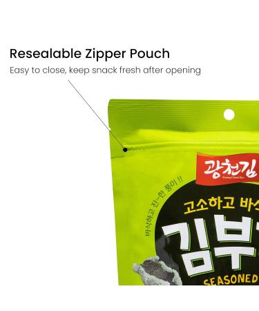Kimnori Kwangcheon Kim Gimbugak Baked Seaweed Snacks - Wasabi Flavor 50g | Resealable Bag | Korean Seaweed Chips - Buy Online on GoSupps.com