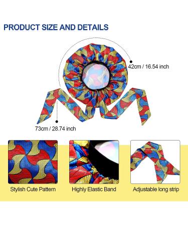 Vabean African Print Satin Bonnet Set - 6 Pcs | Reversible Double Layer Sleep Cap for Long Curly Natural Hair - Buy Online on GoSupps.com