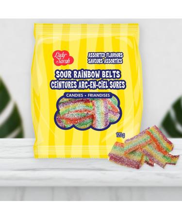 Gummy Candy Bag - Sour Rainbow Belts Bulk Candy| Smart Choice from Lady Sarah Variety Sweets - Canada's Top Gummies Candy - 2.4 kg (10 Sour Candy Bags x 120g) Sour Rainbow Belts (20 Candy Bags x 120g) - Buy Online on GoSupps.com