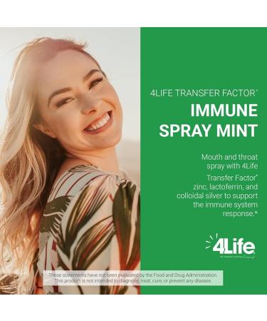4Life Transfer Factor Immune Spray | Mint Flavor Immune Support with Zinc & Colloidal Silver | 1.7 oz Mouth & Throat Spray - Buy Online on GoSupps.com