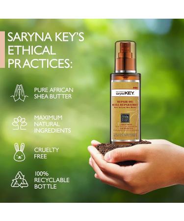 Saryna Key Hair Oil: Pure African Shea Butter with Keratin & Vitamin E for Damage Repair - Frizz Control, Split End Repair, Moisturizes, Rejuvenates, Shines, Softens - 105ml/3.55oz - Buy Online on GoSupps.com