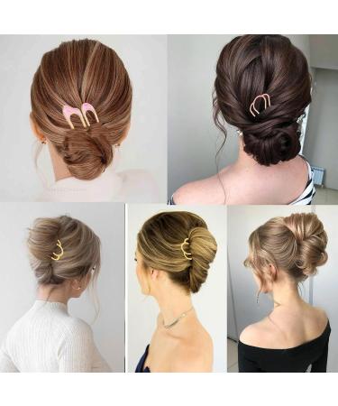 Qiuming 10-Piece Metal Hair Fork Clip Set - Stylish U-Form Comb for Women & Girls - Silver & Gold Hair Accessories - Buy Online on GoSupps.com