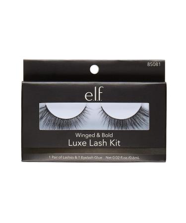 e.l.f Winged & Bold Luxe Lash Kit - Double Layer, Crisscross, Soft, Flexible, Lengthening, Dramatic Volume - Set of 2 Strips with Applicator - 1 Pair - Buy Online on GoSupps.com
