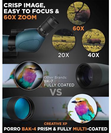 CREATIVE XP 20-60x80mm Waterproof Spotting Scope for Hunting, Target Shooting & Bird Watching - Includes Tripod & Phone Adapter - Green HD Optics - Buy Online on GoSupps.com