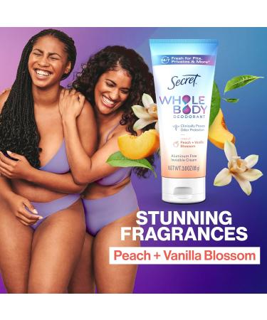 Secret Whole Body Deodorant Cream for Women Peach & Vanilla Blossom Scent Aluminum Free Deodorant 72 HR Odor Protection 3.0 oz - Buy Online on GoSupps.com