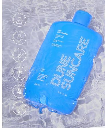 DUNE SUNCARE The Bod Guard - Award-Winning Clear Invisible Gel Body Sunscreen - Broad Spectrum SPF 30 Protection 72 Hour Hydration 40 Mins. Water Resistant Reef Friendly Non-Greasy (8.4 Fl Oz) - Buy Online on GoSupps.com