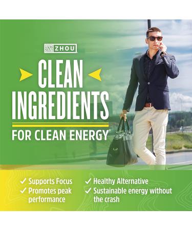 Zhou Energy Focus Caffeine with L-Theanine - 60 VegCaps | Cognitive Performance Nootropic Stack - Buy Online on GoSupps.com