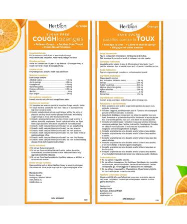 HERBION Sugar Free Loz Orange - 18 CT | Sugar-Free Herbal Cough Drops for International Shipping - Buy Online on GoSupps.com