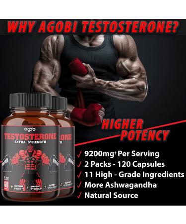 Agobi Herbal Test Support for Men - Boost Efficiency, Speed, Strength, and Flexibility - Body Booster - 2 Packs, 60 Capsules - 2 Month Supply - Buy Online on GoSupps.com