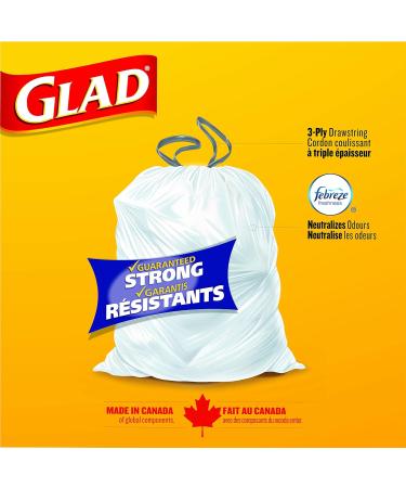 Glad White Garbage Bags - Tall 45 Litres - ForceFlex Drawstring with Febreze Fresh Clean Scent 50 Trash Bags Made in Canada of Global Components Tall. 50 Bags Garbage Bags Bags - Buy Online on GoSupps.com