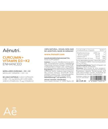 Buy NEW Curcumin Plus - High Dose Liquid Turmeric with Vitamin D3 & K2 | No Polysorbate No Piperine | 60 Capsules - Lab Tested Quality from DE | International Shipping Available - Buy Online on GoSupps.com