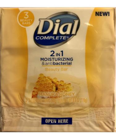 Dial Complete Manuka Honey Beauty Bar Soap - 2-in-1 Moisturizing & Antibacterial - 3 Count 3.2oz Bars - Pack of 6 (2 Packages) Honey Soap - Buy Online on GoSupps.com