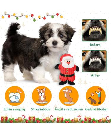 Rio Direct Small Dog Toys - 6 Pieces Squeaking Plush & Rope Washable Cotton Non-Toxic - Santa Claus Model - Buy Online on GoSupps.com