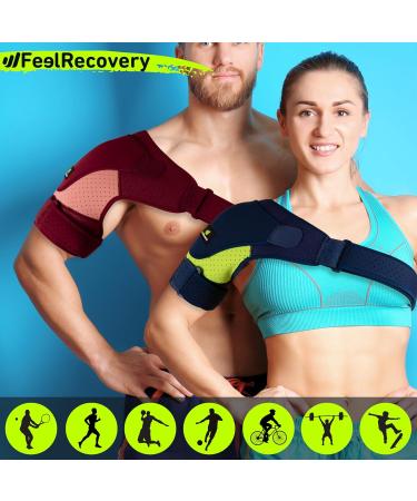 Sport Shoulder Bandage with Cooling Pads - Adjustable Neoprene Support for Rotator Cuff - Cold & Heat Therapy for Men & Women (S/M Bordeaux) - Buy Online on GoSupps.com