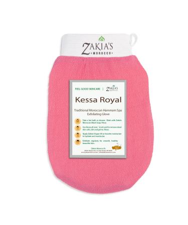 Zakia's Morocco Original Kessa Exfoliating Glove - Lovely Pink - Removes unwanted dead skin, dirt and grime. Great for self-tanning preparation. Made of 100% natural Rayon. (1 Unit)