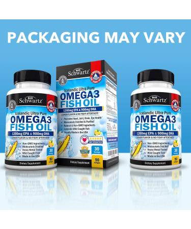 Bio Schwartz Omega 3 Fish Oil 1200mg EPA & 900mg DHA | 90 Softgels - Premium Heart & Brain Support - Buy Online on GoSupps.com