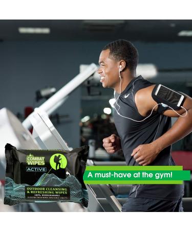 Combat Wipes ACTIVE Outdoor Wet Wipes | Biodegradable Body & Hand Cleansing Cloths | Camping, Gym, Backpacking | Natural Aloe & Vitamin E | 25 Pack (1 Count) - Buy Online on GoSupps.com