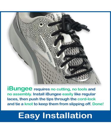 iBungee Laces: 34-inch Black Elastic No Tie Shoelaces (Made in the USA) - Buy Online on GoSupps.com