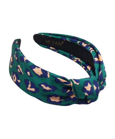 YETASI Leopard Satin Headbands for Women Get Compliments. Head bands for Women's Hair are Chic. Green Knotted Headband for Women is a Classy Cheetah Headband Blue/Green