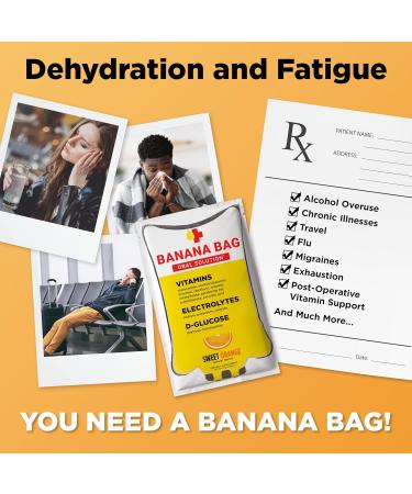 Banana Bag Oral Solution - Sweet Orange 30-Pack | Medbox Hydration Recovery Electrolyte & Vitamin Drink Mix | International Shipping Available - Buy Online on GoSupps.com