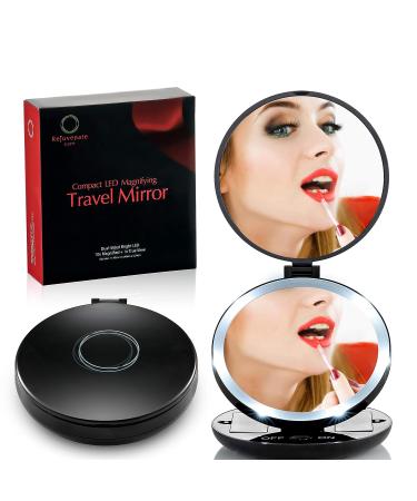 Rejuvenate Care Compact Travel Makeup Mirror with LED Lights - 1X/10X Magnification - Buy Online on GoSupps.com