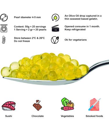 Caviaroli | Wasabi Flavored Extra-Virgin Olive Oil Boba - Gourmet Oil Beads Ideal For Seasoning and Appetizers | 50g - Buy Online on GoSupps.com