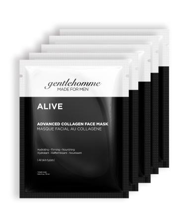 Collagen Facial Mask for Men - 5 Pc. Hydrating Face Mask Sheet - Anti Aging Skin Care for Men - Hydro Gel Facial Sheet Mask - All Skin Types - Box of 5 Individually Wrapped Facial Masks