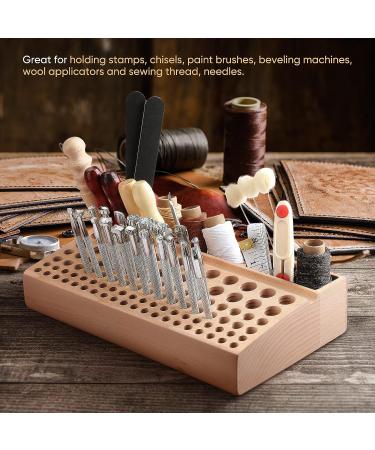 Premium Leather Craft Tool Holder Stand | 98 Holes Wooden Organizer | Large Rack for Punch Tools Storage - Buy Online on GoSupps.com