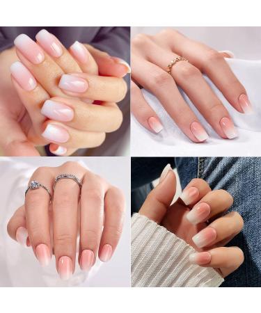 GORS French Ombre Square Press-On Nails | 24pc Set with Jelly Glue | Reusable Acrylic False Nails - Buy Online on GoSupps.com