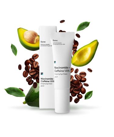 Sane Eye Cream for Dark Circles and Puffiness Treatment with Caffeine and Niacinamide - 0.34 fl oz Hydrating Eye Cream for Dark Circles Mornings without Puffiness 0.34 Fl Oz (Pack of 1)
