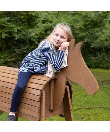 Roba Wooden Garden Horse - Vaulting Horse with Mane & Tail for Gymnastics & Riding - Solid Teak Construction - Buy Online on GoSupps.com