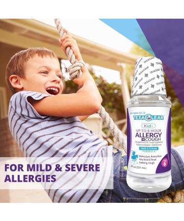 TexaClear Kids Allergy and Cough Liquid 8 Hour Relief - Gluten-Free, Alcohol-Free, Dye-Free - Ages 6+ (8oz) - Buy Online on GoSupps.com