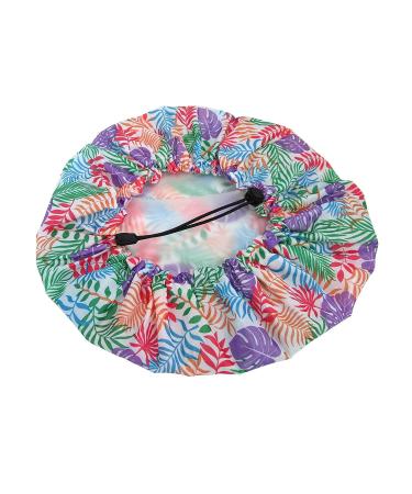 Adjustable Large Shower Cap with Elastic Band and Fixing Buckle - Waterproof Reusable Bath Cap for Women | 02 Colored Leaves - Buy Online on GoSupps.com